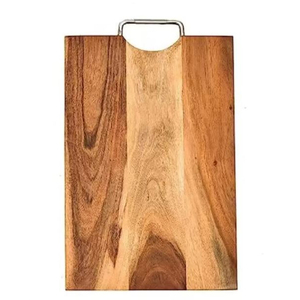 Planche à découper en bois de manguier faite à la main avec poignée Planche à découper en bois dur naturel Plateau de service de cuisine pour légumes fruits - Product Image 6