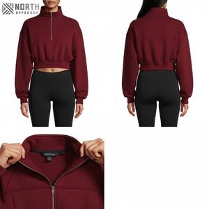 Último diseño de moda pulóver recortado con capucha para mujer 100% algodón logotipo personalizado nuevo Crop Top para niñas sudaderas con capucha reversibles - Product Image 6