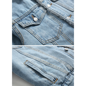 Veste en jean tendance pour homme, coupe slim, vestes et manteaux en jean décontractés, veste en jean personnalisée pour homme - Product Image 5