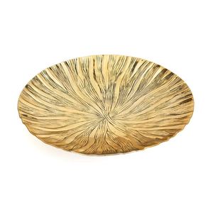 Wholesale <b>Large</b> round Fancy Metal Gold Plated Serving Platter Classic INS Design with Classic Engraving Steel Stand Party Dishes - Product Image 5