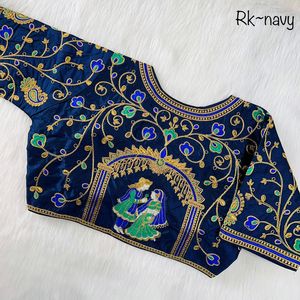 เสื้อเบลาส์ผ้าไหมจาริสำหรับเจ้าสาว, เสื้อปักลายงานแฟนทอมเจ้าบ่าวเจ้าสาวเสื้อส่าหรีสไตล์อินเดียสำหรับงานแต่งงาน - Product Image 5