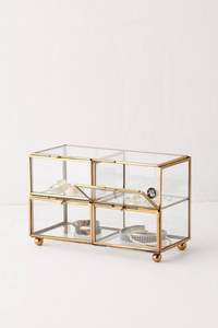 Antique Finish Metal And <b>Glass</b> <b>Jewelry</b> <b>Box</b> Artistic Design Perfect For Bedroom Vanity Table Decoration - Product Image 6