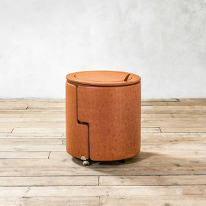 Giữa Thế Kỷ dilly Dally Vanity bàn trang điểm và phân Vòng tròn da gỗ trang điểm Vanity với gương thiết kế ngực của ngăn kéo - Product Image 6