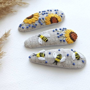 Pinces à cheveux brodées pour filles femmes, pinces à cheveux vintage, accessoires de cheveux, cadeau élégant de broderie florale OEM fabriqué au Vietnam - Product Image 3