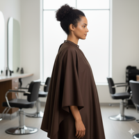 SUNSTAR IMPEX Cape de Coiffure Professionnelle Marron en Polyester Imperméable Écologique Confortable 160*140cm avec Bouton Pression au Cou