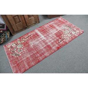 Tapis turc à accents turcs 2,9x5,9 pieds, tapis en laine rouge et blanc à pois - Product Image 2