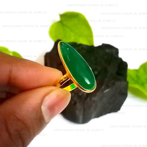 Top Vente Bague Onyx Vert Naturel Argent Sterling 925 8x25mm Forme De Poire 18K Plaqué Or Éternité Vermeil Lunette Bijoux - Product Image 6