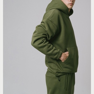 Haut 400Gsm surdimensionné à capuche ensemble personnalisé hommes hiver survêtement à manches longues imprimé Logo Streetwear coton pantalons de survêtement à capuche - Product Image 5