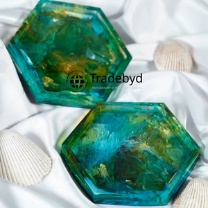Posavasos de Resina de Lujo, 4x4 Pulgadas, Cuadrados, Hechos a Mano, Juego de Posavasos para Protección de Mesa, Multicolores, Tradebyd - Product Image 1
