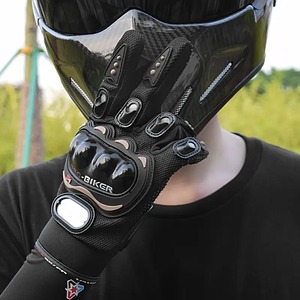 Guantes de cuero unisex transpirables con dedos completos-Cierre de bucle de gancho antideslizante-Guantes de motociclista para deportes al aire libre Pro-Biker - Product Image 3