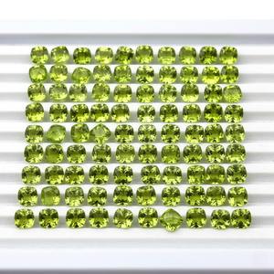 Peridoto Verde Natural, Corte Cojín, Tratado con Cera/Aceite, Piedras Preciosas Sueltas de 5x5mm, 0.5-1 Quilate para Joyería - Product Image 2