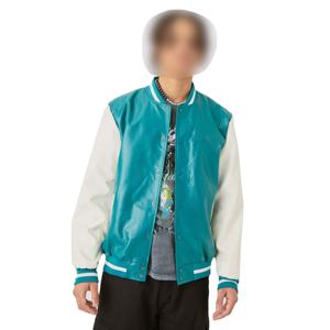 Blouson aviateur universitaire vintage personnalisé pour hommes en toile en laine, bouton pression en cuir PU rayé aux poignets, tenue décontractée pour le collège de printemps - Product Image 3