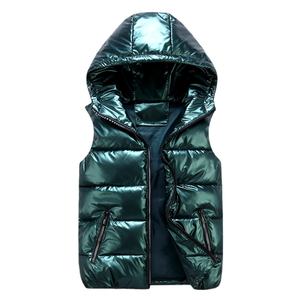 Chaleco Acolchado Brillante Sin Mangas para Invierno 2025, Venta al por Mayor de Fábrica, Logotipo Personalizado, Impermeable, Brillante, con Capucha para Hombre - Product Image 1