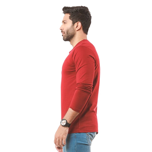 T-shirt à manches longues pour hommes, confortable et à la mode, de couleur rouge, pour tous usages, à bas prix - Product Image 3