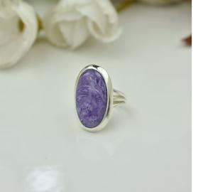 Charoite Gemstone <b>Ring</b> for Women Handmade Vintage Style Jewelry in 925 Sterling Silver Elegant Solid Silver <b>Statement</b> <b>Ring</b> - Product Image 2