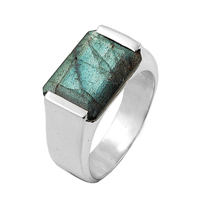 Bague en agate de dentelle bleue en argent sterling 925 massif bijoux pour hommes - Product Image 6