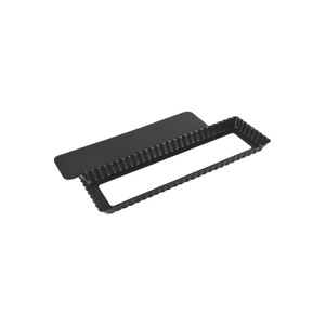 Moule à tarte rectangulaire avec fond amovible 35x11 cm en acier inoxydable - Product Image 1