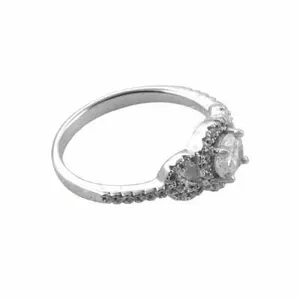 Anillo de Compromiso Romántico de Oro Sólido de 18K con Diamantes, Corte Brillante Redondo, Engaste Pavé, Joyería Fina para Mujer de la India (Rajasthan) - Product Image 2