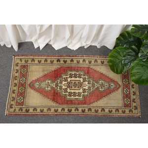 พรมตุรกีโบราณขนาด1.6 x 3.3ft ขนแกะสีเบจสีเบจทรงคิลิมขนาดใหญ่สี่เหลี่ยมผืนผ้าดีไซน์โถงทางเดินขนาด10มม. สำหรับห้อง - Product Image 1