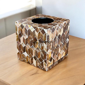 Premium Handcrafted Mop Inlay Tissue <b>Box</b> Holder with <b>Floral</b> Pattern and Engraved Design for Classy Home Decor Tradebyd - Product Image 4