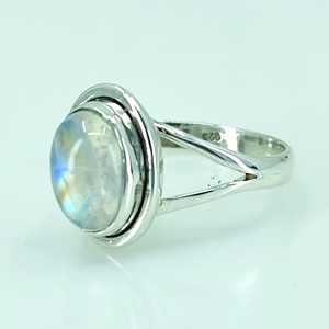 Rainbow Moonstone Statement Ring 925 Sterling Silver Handmade Boho June Birthstone Jewelry Rhodium Perfect Gift for Her Birthday - Product Image 2