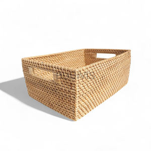 Cesta de mimbre natural al por mayor, cestas de mimbre decorativas rectangulares de almacenamiento para Estilismo de cocina - Product Image 3