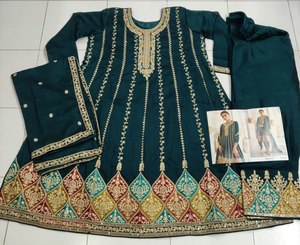 Seda Premium con secuencias de bordado Work & Codding Work Salwar Suit Exportador y proveedor indio a la tarifa más baja - Product Image 4