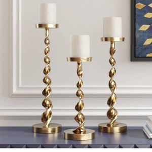 Cast Aluminium Pillar Candle Holder Gold for Home Wedding Event Tabletop Lighting Decoration Candle Stand - Product Image 1