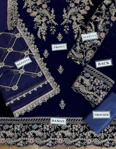 Shalwar Kameez de marque très vendu, ensemble de 3 pièces pour femmes, en soie georgette, broderie, imprimé de pierres, longueur au sol, coupe ample, tenue de soirée - Product Image 4