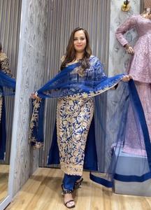 BRODERIE FANTAISIE SEQUENCE TRAVAIL HAUT BAS AVEC DUPATTA VIN - Product Image 4