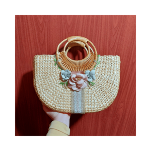 Bolsa de jacinto de agua, bolso artesanal de Vietnam, jacinto de agua de hierba de mar, bambú, bolsa de playa de verano de ratán, bolsa de cesta de juncia de 99GD - Product Image 3