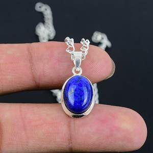 Collier pendentif en lapis-lazuli naturel très vendu, argent sterling 925, ovale 8x10 mm, fait à la main, bijoux minimalistes délicats, cadeau pour femme - Product Image 6