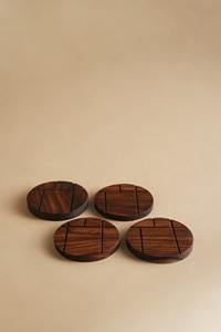 Acacia Wood Coasters Premium Quality Eco-Friendly Durable Stylish Protects <b>Furniture</b> Set of 6 Perfect for Drinks - Product Image 2