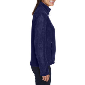 Chaqueta de microforro polar con cremallera completa azul marino oscuro para mujer, bordado, decorado, algodón, relleno, tejido de punto largo, estilo Campus, venta al por mayor - Product Image 6