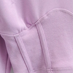 Custom High Quality 100% Cotton <b>Washed</b> Distressed Embroidery Hooded <b>Women</b> Oversized Crop Style Front Logo Winter Season - Product Image 3