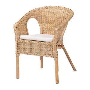 Handwoven Rattan Dining Chair Natural Wicker Chair With <b>Cushion</b> for Indoor and Outdoor Use - Product Image 1