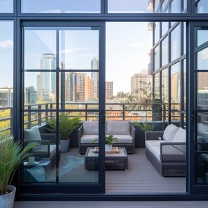 Puerta corredera de aluminio con rotura térmica moderna de origen vietnamita 6063-T5 con pantalla de fibra de vidrio Estilo de apertura lateral de vidrio a prueba térmica - Product Image 1