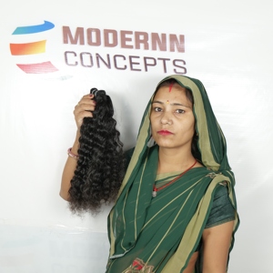 Máquina de trama doble alineada con cutícula virgen 100%, paquetes de ondas rizadas, extensiones de cabello humano de templo indio de Color negro personalizado - Product Image 5