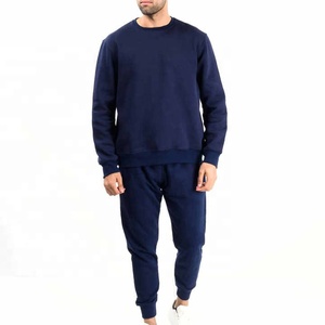 Conjunto Deportivo de Algodón Azul Marino para Hombre, Sudadera de Cuello Redondo, Pantalones Jogger, Color Sólido, Casual, Corte Regular, para Otoño - Product Image 2