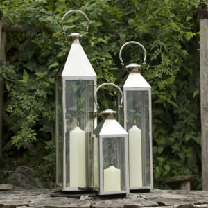 <b>Tall</b> Stainless Steel Metal Candle Holders <b>Lanterns</b> Set 3 Rustproof Shiny Finish for Home Decoration Christmas Outdoor Garden - Product Image 4