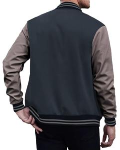 Dark Varsity Jacket Stand Collar Front Custom Logo Option Warm Casual Outerwear - Product Image 2