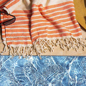 Fábrica al por mayor de algodón ligero turco Peshtemal Toallas de playa logotipo personalizado Color bloque patrones artesanales hechos - Product Image 2