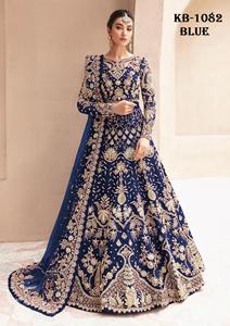 Filet papillon lourd avec un beau travail de broderie avec une robe Anarkali semi-cousue entièrement en diamant pour le mariage - Product Image 2