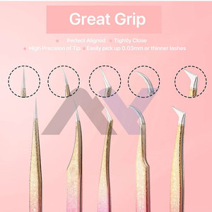 5 PCS Professional Stainless Steel <b>Lash</b> Tweezers Set for Eyelash Extensions Durable Strong Grip Tweezers Customizable Packaging - Product Image 4