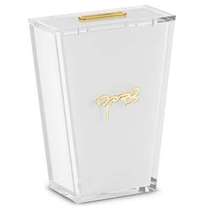 Regalo gioiello trasparente Lucite Tzedakah scatola in argento fiocchi d'oro acrilico per beneficenza scatola da collezione di monete 6.25 pollici <span class=keywords><strong>ebraico</strong></span> Word Pushka Box - Product Image 4