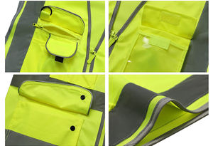 เสื้อกั๊กนิรภัยสะท้อนแสง 100% โพลีเอสเตอร์ กันน้ำ พิมพ์โลโก้ได้ตามต้องการ บริการ OEM สำหรับผู้ชาย พร้อมคุณสมบัติแห้งเร็วและระบายอากาศได้ดี - Product Image 6