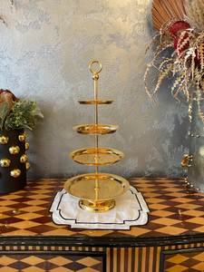 Soporte de Metal de 4 niveles chapado en oro para pastel, decoración de mesa de fiesta de lujo, soporte de exhibición de pastel de Metal - Product Image 5