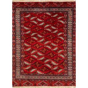 Kiaan Large Area <b>Wool</b> Rugs Pae-5102 <b>Red</b> Orange Hand Knotted Geometric Abstract for Home Entryway Hallway Rectangle 9x12" Rug - Product Image 1