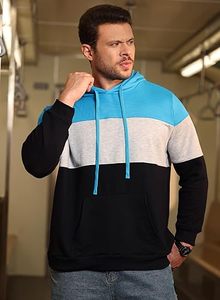 Sweat à capuche pour homme avec motif de blocs de couleurs-Sweat-shirt tendance à manches longues avec poche kangourou, coupe confortable et moderne - Product Image 5