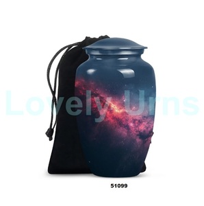 Meilleure vente Urne de crémation galaxie en aluminium noir pour adultes pour cendres humaines Grande urne funéraire décorative avec sac en velours gratuit - Product Image 4